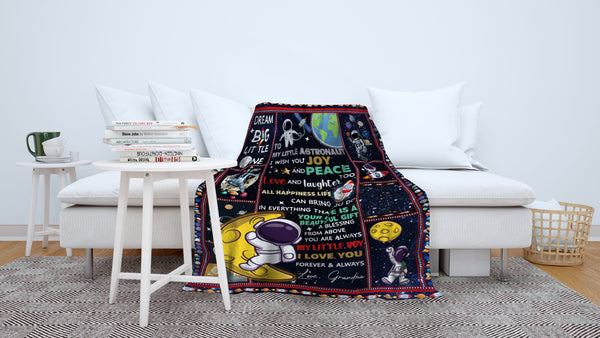 Grandson Personalized Blanket | Your Life Is A Beautiful Gift - Astronaut Blanket | Courage Fleece Throw | T933