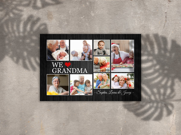 We Love Grandma Personalized Canvas, Custom Photo Collage, Grandma Mother's Day Canvas, New Grandma Gift N2479