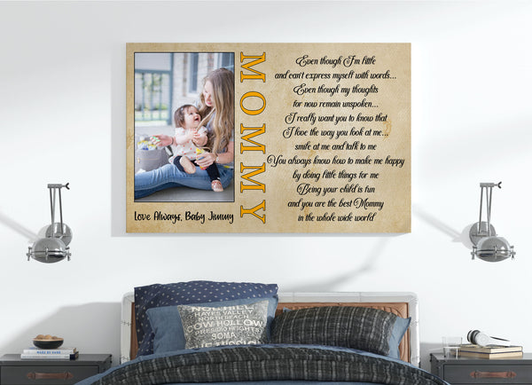 New Mom Canvas Custom Baby Photo, Best Mommy Ever, First Mother's Day Gift, 1st Time Mother Canvas| N2470