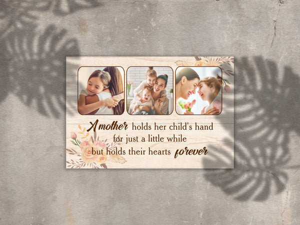 Personalized Mom Canvas| A Mother Holds Her Child's Hand Mom Photo Collage| Mom Gift for Mother's Day| JC829