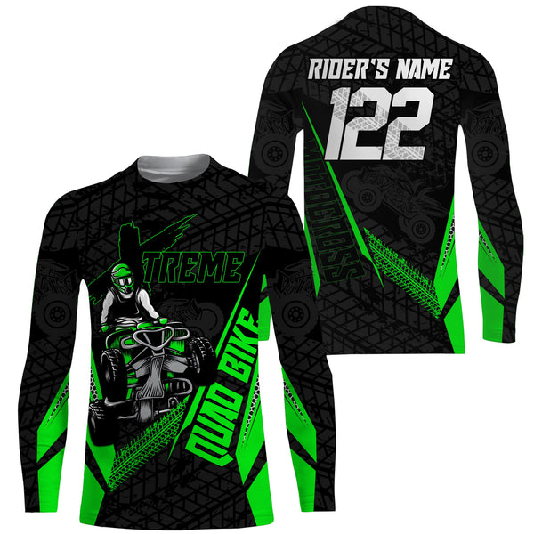 Custom ATV Motocross Jersey UPF30+ Green Quad Bike Shirt Adult Youth Xtreme Off-road Racing NMS1348