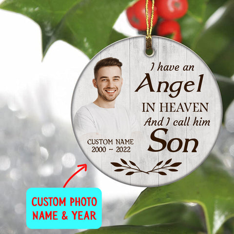 Angel Son Memorial Ornament - Christmas Son Remembrance, Sympathy Gift for Loss of Son in Memory NOM335