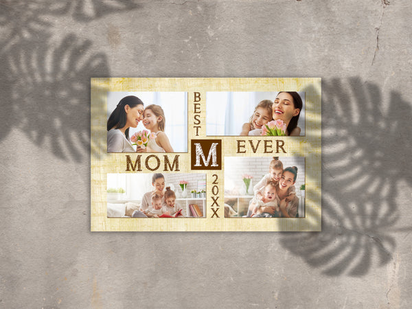 Best Mom Ever Personalized Mom Canvas, Custom Photo Collage, Mother's Day Gift for Mom Grandma| N2475