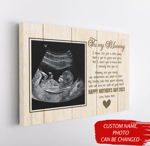 Custom New Mom Canvas| To Mommy from Baby Bump Happy Mother's Day To New Mom Gift for Expecting Mother| JC823