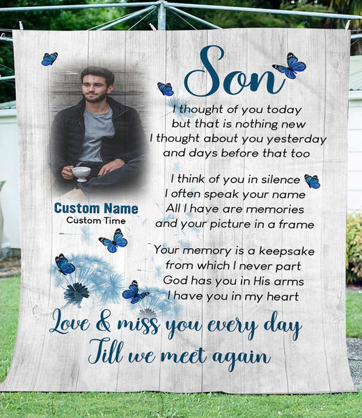Son remembrance blanket I Thought Of You Today in memory of son sympathy blanket throw memorial gift N2634