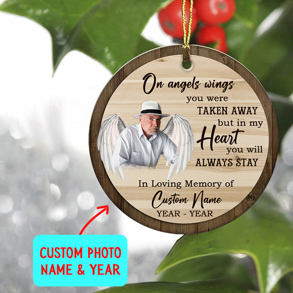 Custom memorial ornament, on angel wings, remembrance ornament for loss of loved one, sympathy gift| ONT47