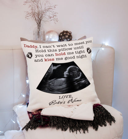 First Fathers Day Personalized Pillow (Insert Included) Custom Sonogram Gift for Dad to Be 1-side Print NPL122