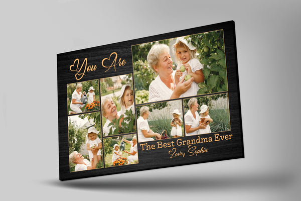 Best Grandma Ever Personalized Canvas, Custom Photo Collage, Grandma Mother's Day Gift| N2477