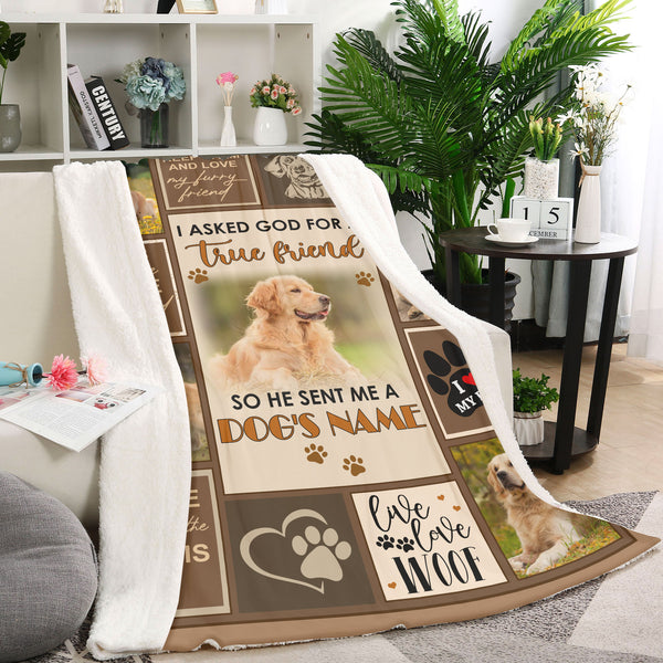 Personalized Dog Blanket for Dog Lover| A True Friend Custom Photo Blanket Gift for Dog Mom, Dog Dad, Dog Owner| Dog Fleece Blanket Dog for Men, Women| JBD334