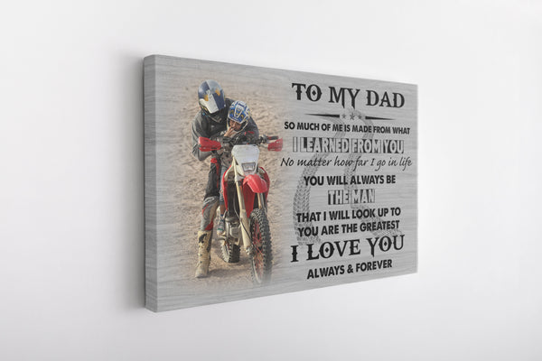 Dirt Bike Dad Personalized Canvas Custom Photo Fathers Day Gift for Motocross Dad Biker Rider| N2576