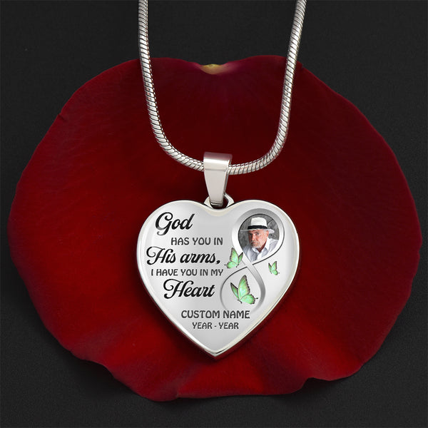 Personalized memorial necklace with picture| Butterfly Rememberance jewelry gift for loss loved one NNT33