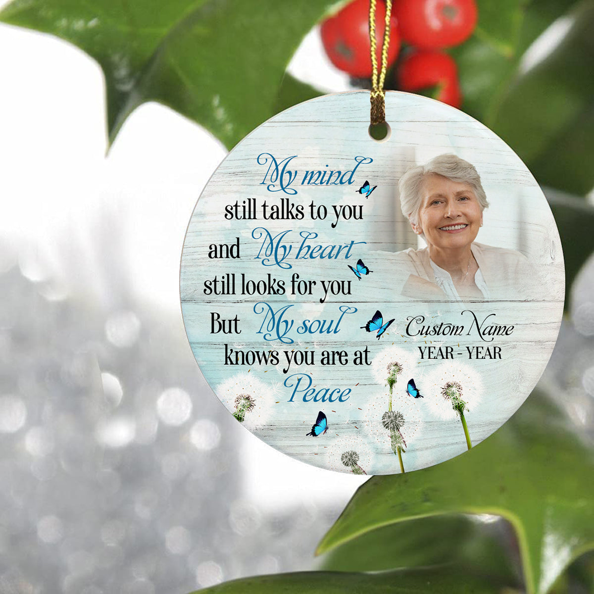 Memorial ornament, angel at peace, keepsake ornament for loss, sympathy gifts, in loving memory| ONT71