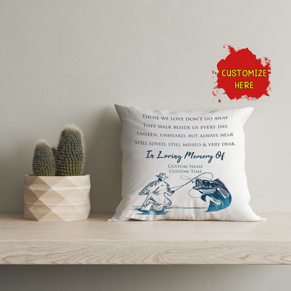 Fishing Memorial Pillow for Loss of Fisherman, Father, Husband| Memory Throw Pillow, Fishing Remembrance JPL94