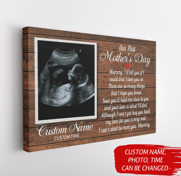 Personalized New Mom Canvas| Can't Wait To Meet You| First Mother's Day Gift for Wife, Expecting Mom| JC822