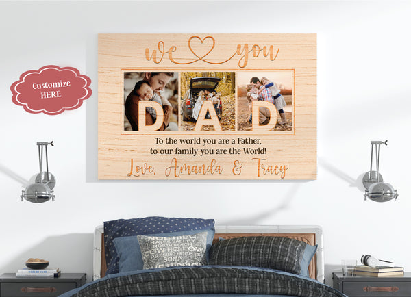 We Love You Dad Personalized Canvas Happy Fathers Day Custom Photo Collage Fathers Day Gift Keepsake| N2608