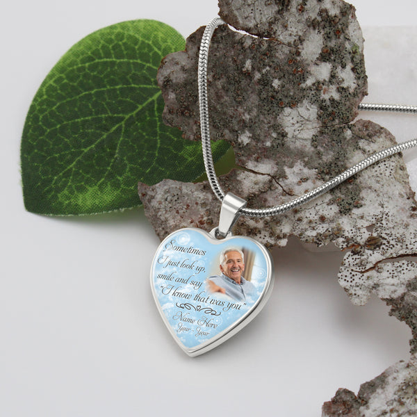 Customized Memorial necklace with photo| I know that was you| Rememberance jewelry gift for loss NNT29