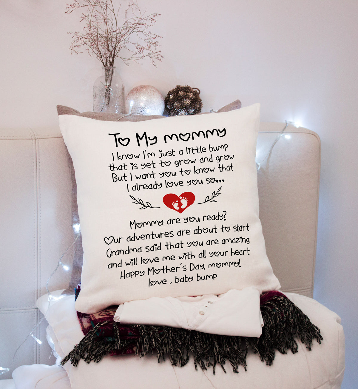 Mom To Be Cute Pillow (Insert Included) First Mother's Day Gift To My Mommy Throw Pillow 1-side Print| NPL111