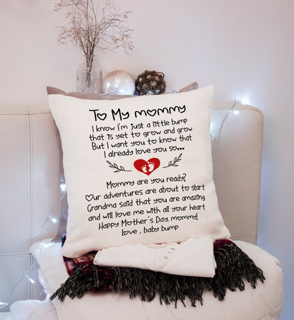 Mom To Be Cute Pillow (Insert Included) First Mother's Day Gift To My Mommy Throw Pillow 1-side Print| NPL111
