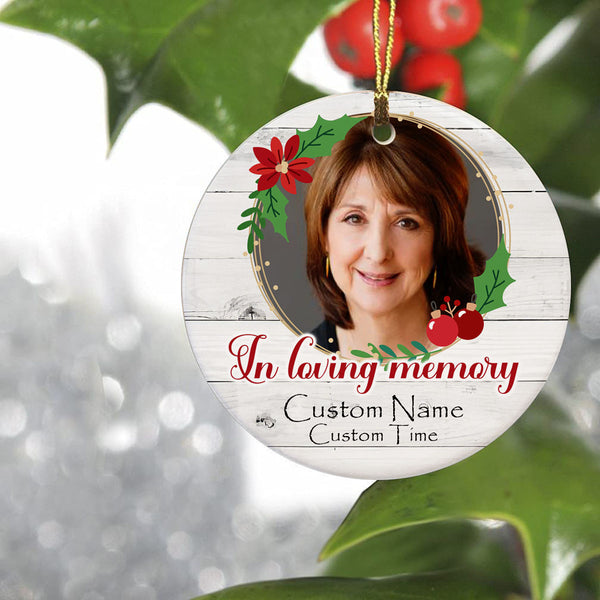 Memorial Personalized Ornament, Christmas in Heaven Bereavement Ornament for Loss of Loved One - OVT03