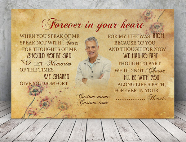 Personalized Memorial Canvas| Forever In Your Heart| Custom Sympathy Canvas Bereavement Gift for Loss of Loved One in Heaven JC251 Myfihu
