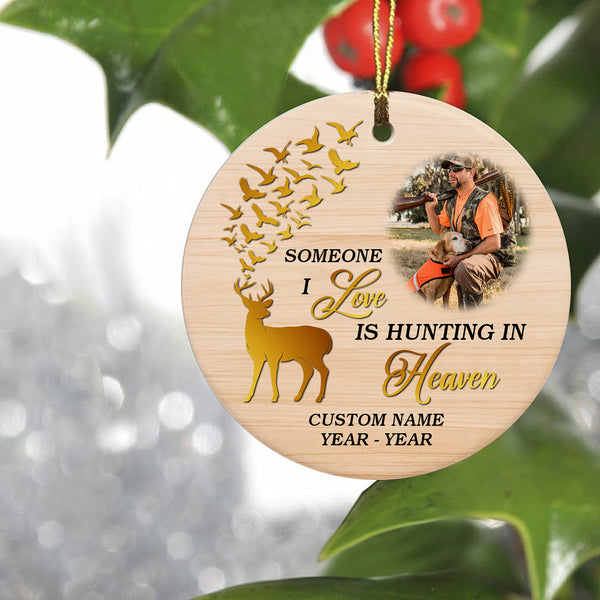 Personalized Memorial Christmas Ornament Deer Hunting In Heaven Sympathy Gift For Loss Of Loved One ODT86