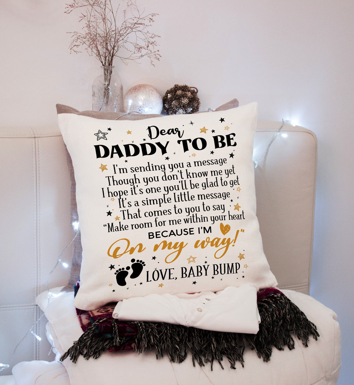 Dear Daddy to Be Pillow (Insert Included) First Father's Day Gift for New Dad from The Bump 1-side Print NPL95