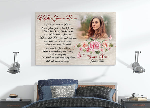 Deepest Keepsake Personalized Memorial Gifts for Loss of Loved one Sympathy Canvas Rose in Heaven VTQ47