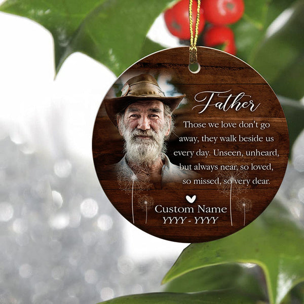 Dad remembrance - Personalized memorial ornament, Christmas in heaven, sympathy gift for angel dad| ONT21