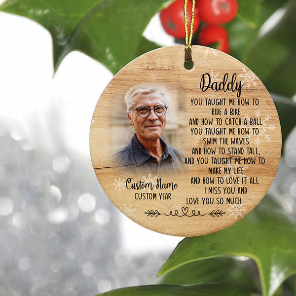 Dad remembrance personalized memorial ornament, angel dad, Christmas in heaven, in memory of father| ONT18