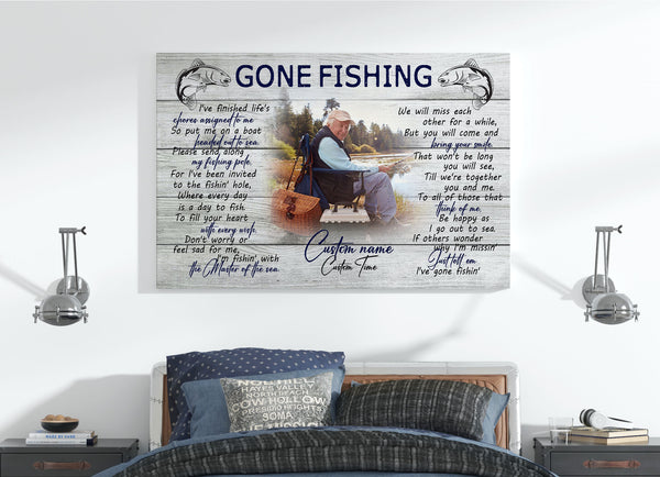 Redfish Bereavement Gift for Fishing Lover Gone Fishing Sympathy Memorial Canvas for Loss of Loved One VTQ16