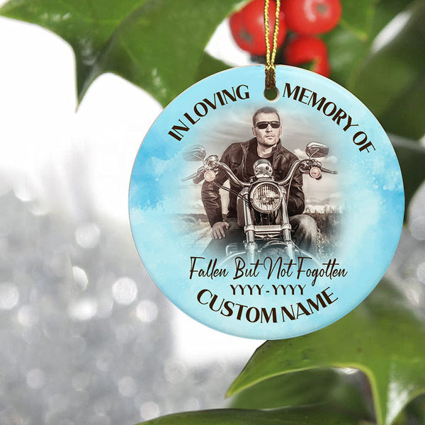 Personalized Motorcycle Memorial Ornament Dad Angel In Heaven Sympathy Gift For Loss Of Biker Father ODT37