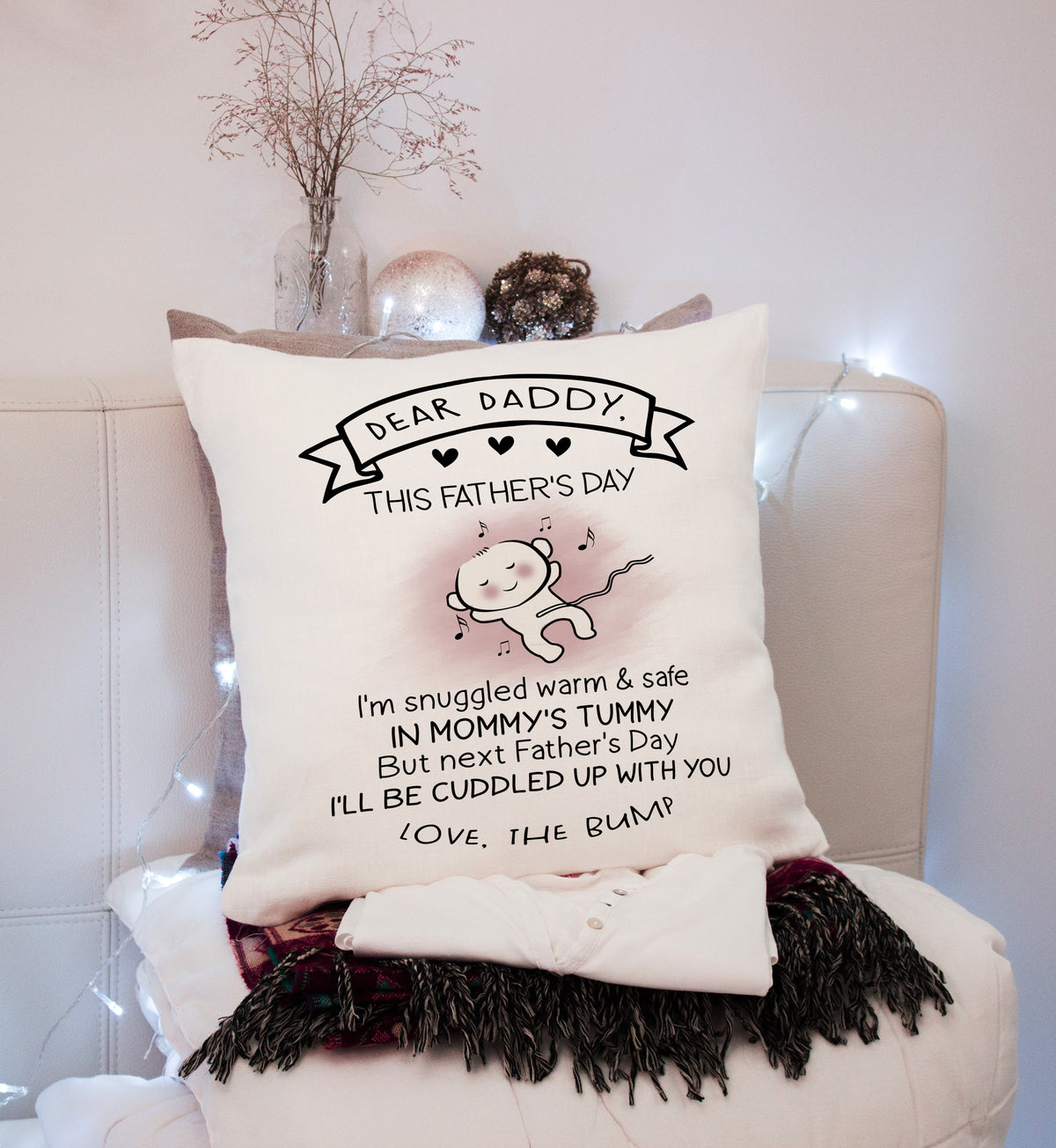 Cute Dad to Be Pillow (Insert Included) First Father's Day Gift for New Dad 1-side Print| NPL94