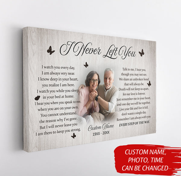 Personalized Memorial Canvas - I Never Left You, Custom Photo Remembrance Wall Art, Sympathy Gift N2662