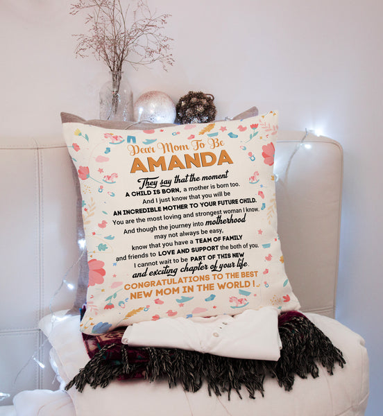 Personalized New Mom Pillow| First Mother's Day Gift for Wife, Expecting Mom, Mom To Be| JPL67