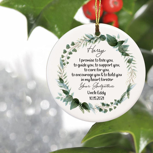 Personalized Ornament from Godparents Godmother Godfather Promise To Godchild - Christening Baptism Gift Godchild Ornament Gift - Christmas Ornament  for Godchild - JOR18