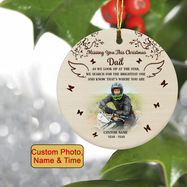 Personalized Memorial Christmas Ornament Biker In Heaven Ornament Sympathy Gift For Motorcycle Lover ODT65