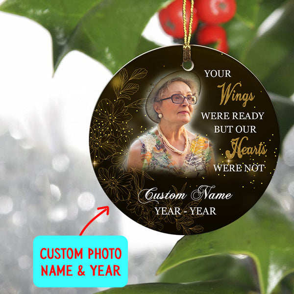 Personalized memorial ornament - Your wings were ready, in heaven, remembrance ornament for loss| ONT43