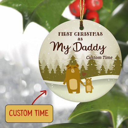 New Dad Christmas Ornament - Custom First Christmas As My Daddy - Brown Bear Ornament from Baby| Dad To Be Gift Baby Reveal Pregnancy Announcement Ornament for Dad on Christmas| JOR13