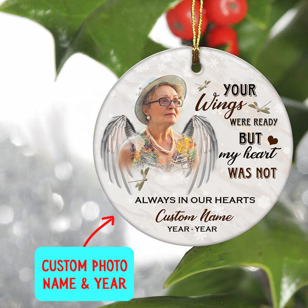 Your wings were ready - Personalized memorial Christmas ornament with photo, sympathy gift for loss| ONT32