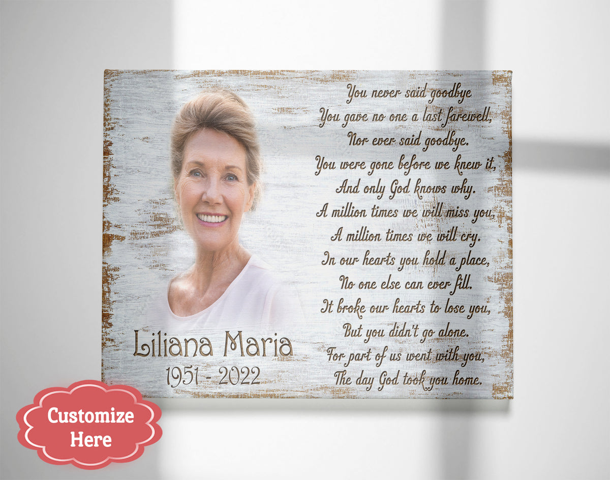 Sympathy gift for loss of loved one, Never said Goodbye canvas/poster for loss of Father Mother - VTQ175