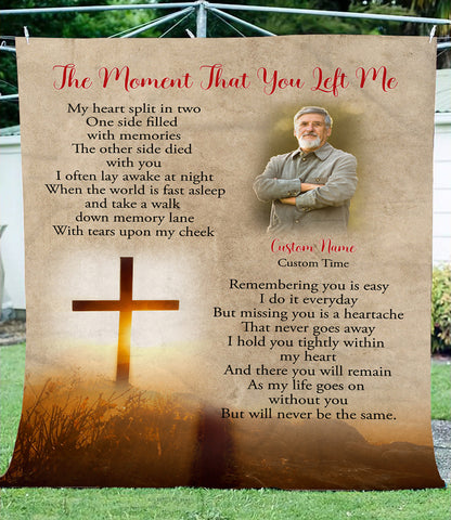 Personalized Memorial Blanket - You Left Me Christian Cross Remembrance Sympathy Gift Heavenly Gift N2683