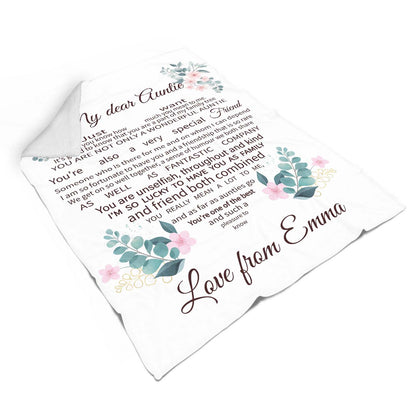 Personalized Blanket My Dear Aunt| Auntie Floral Blanket| Custom Thoughtful Gift for Aunt from Nephew Niece| Aunt Gift for Birthday, Christmas, Mother's Day| JB125