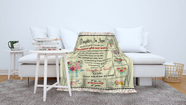 Letter To My Daughter-in-law Blanket Floral Fleece Blanket - Thought Gift for Daughter-in-law from Mother-in-law Daughter In Law Gift for Christmas Birthday Anniversary Wedding - JB246