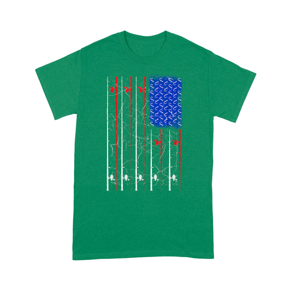 American US Flag 4th July Fishing Rod Shirt, Fisherman Gift D06 NQSD302- Standard T-shirt