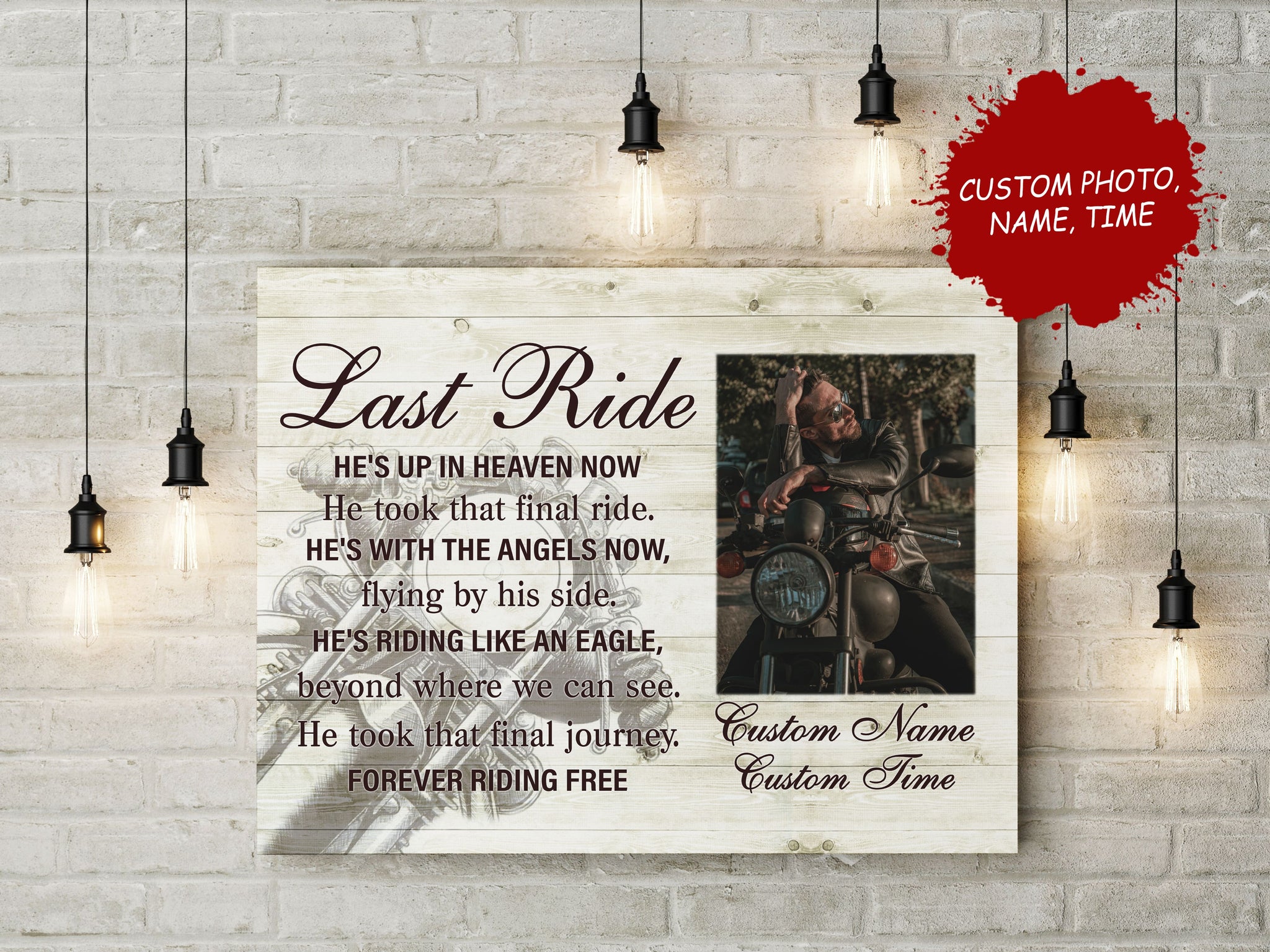 Biker Last Ride Personalized Memorial Canvas, in Memory Motorcycle Sym ...