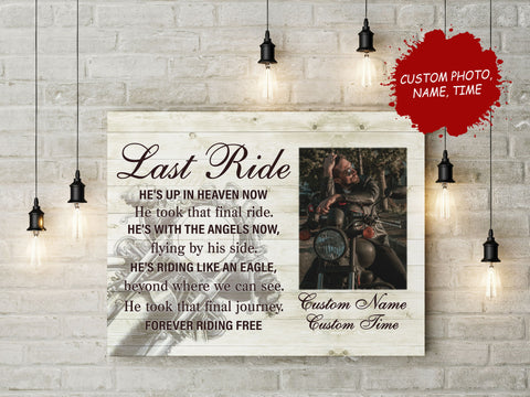 Biker Last Ride Personalized Memorial Canvas, in Memory Motorcycle Sympathy Gift for Loss of a Biker N2709