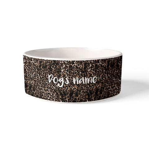 Personalized Leopard Print Dog Bowl, Custom Dog's Name Pet Bowls, Personalized Gift for Pet, Dog Lovers, Dog Owner FSD2853