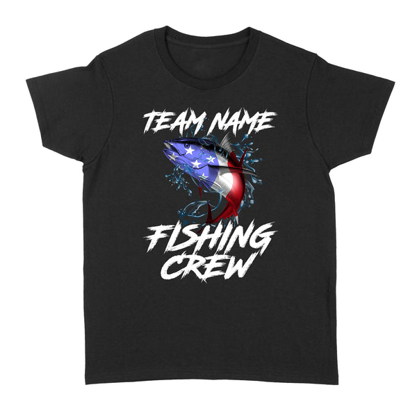 Tuna Fishing American Flag Custom Fishing Women's T-Shirts for Fishing team, Personalized Patriotic Fishing gifts FFS - IPHW2290