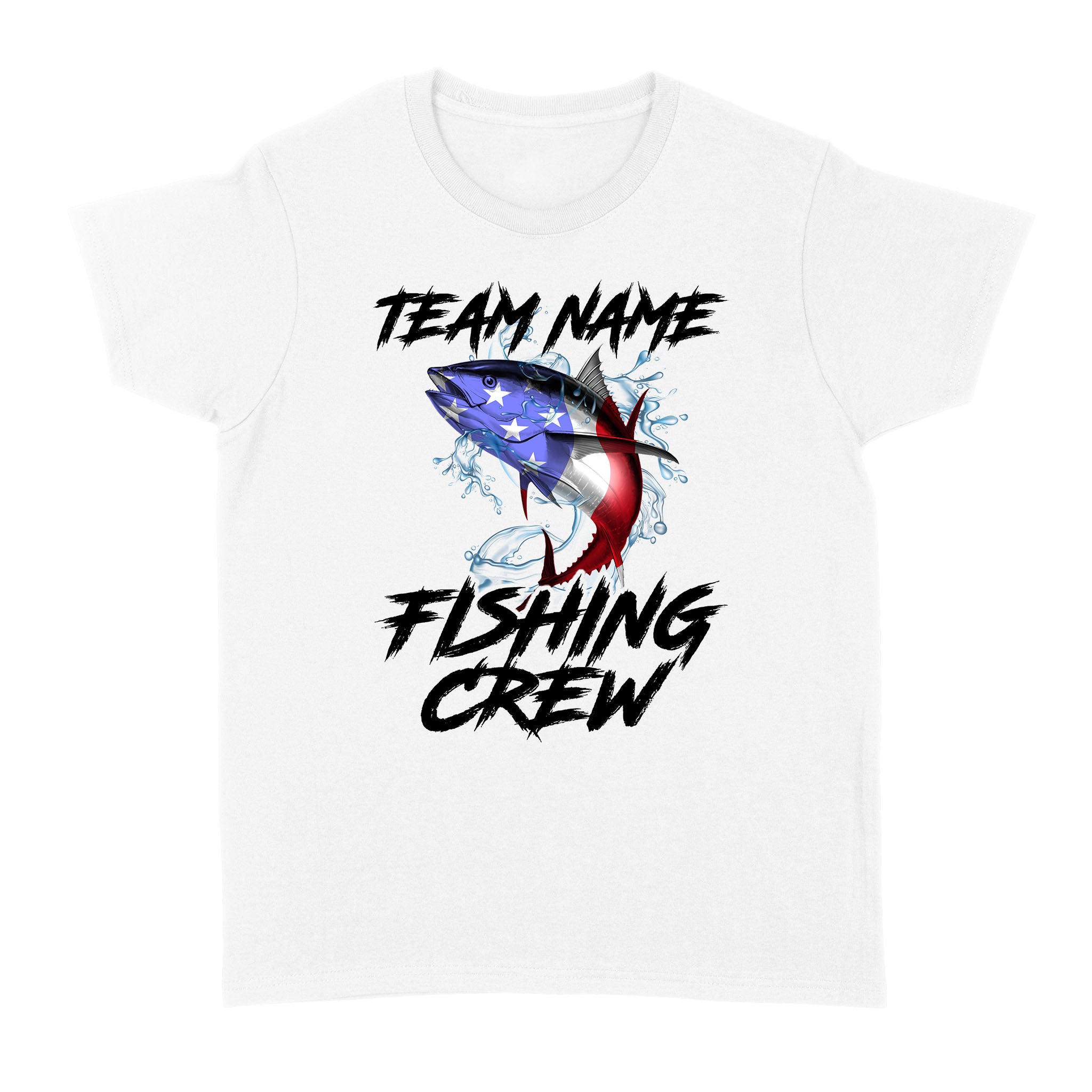 Tuna Fishing American Flag Custom Fishing Women's T-Shirts for Fishing team, Personalized Patriotic Fishing gifts FFS - IPHW2289