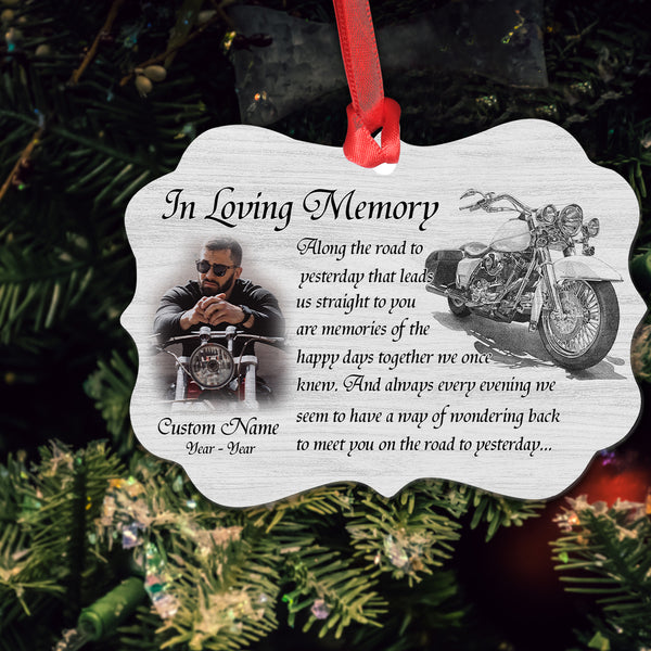 Biker Memorial Christmas ornament Medallion Metal Ornament Motorcyle Bike loss sympathy gift NOM253